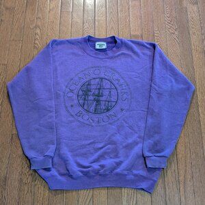 Vintage Lees Heavyweight Ocean Grafiks Boston Crewneck Made in USA - Size L